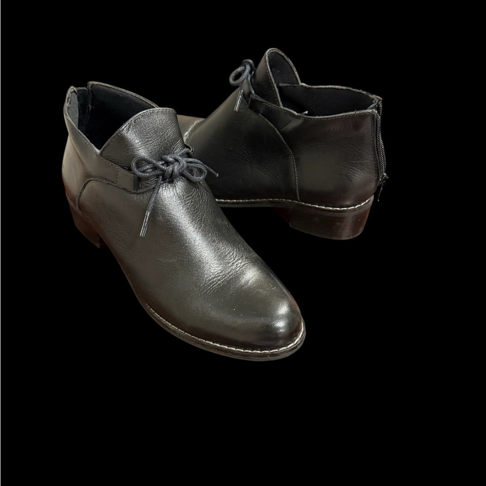 Women's Black Leather Ankle Booties